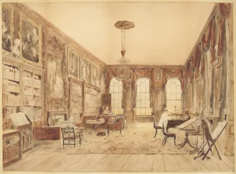 El interior de la biblioteca en Cassiobury
